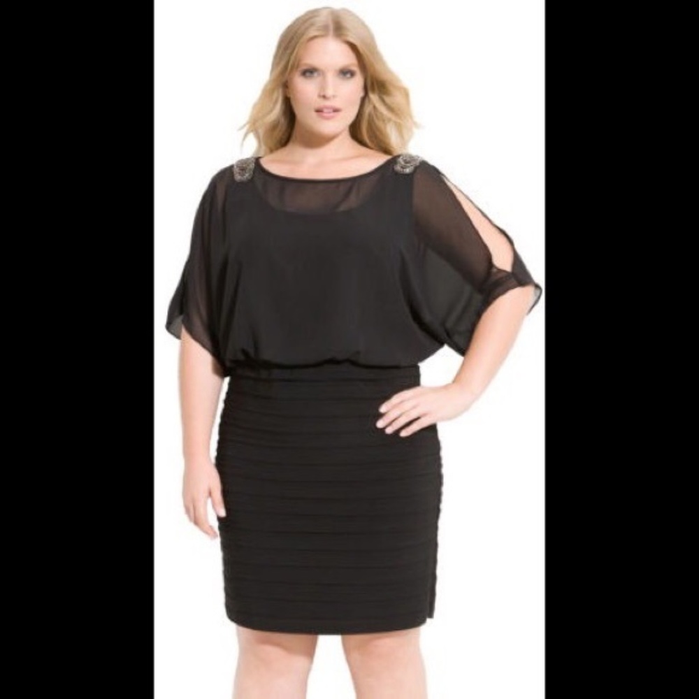 Xscape Sequined Black Dress - Picture 1 of 7